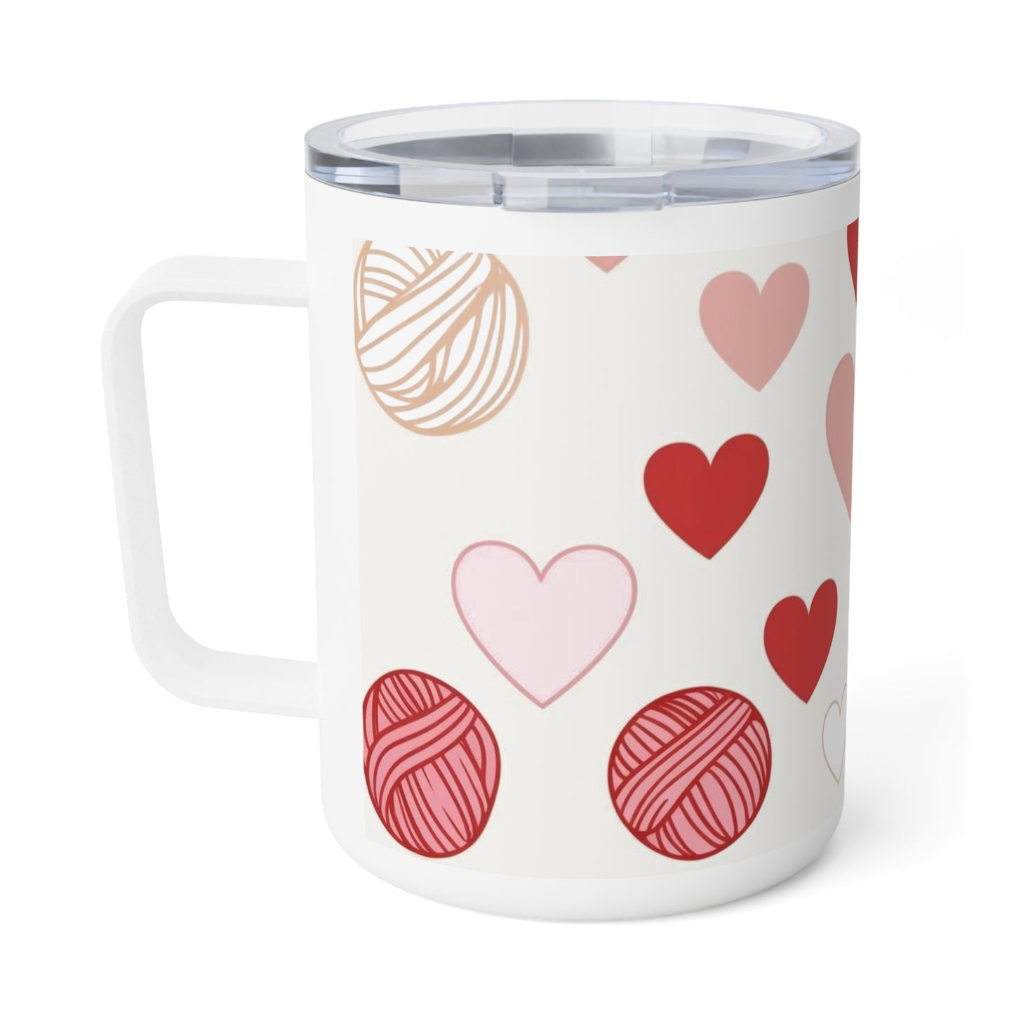 Yarn Lover Mug, Knitter Gift, Heart Design Cup, Cute Coffee Tumbler, Cozy Drinkware, Knitting Enthusiast Gift, Mother's Day Present