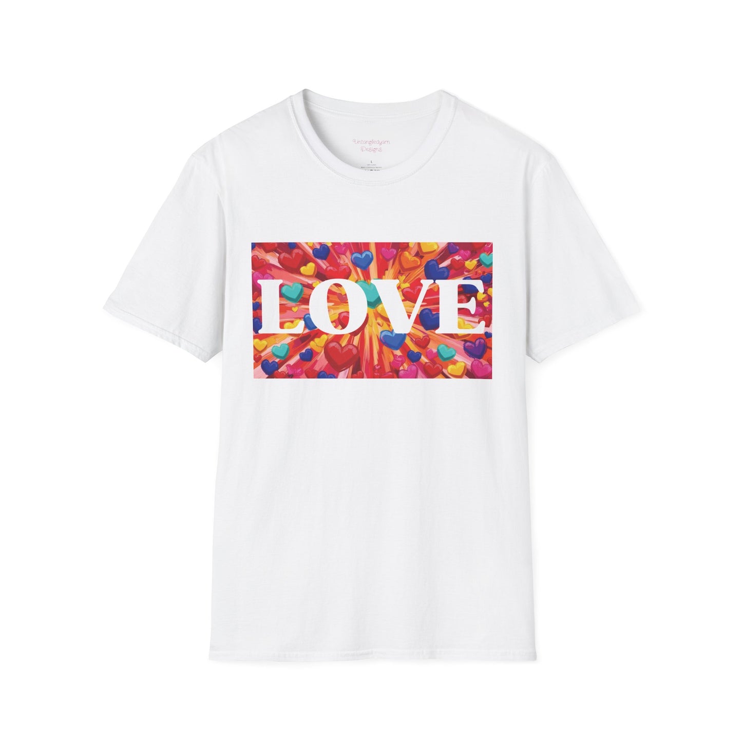 Love and Bursting Hearts Unisex T-Shirt, Romantic Couples Tee,  Heart Pattern Graphic Tee, Anniversary Present