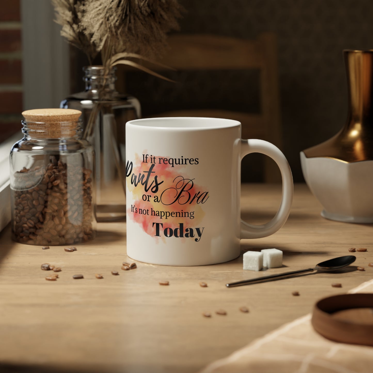 Funny Quote Jumbo Mug, Sarcastic Ceramic Cup, Lazy Day Coffee Mug, Not Today Tea Cup, Large Quote Mug, Novelty Coffee Cup