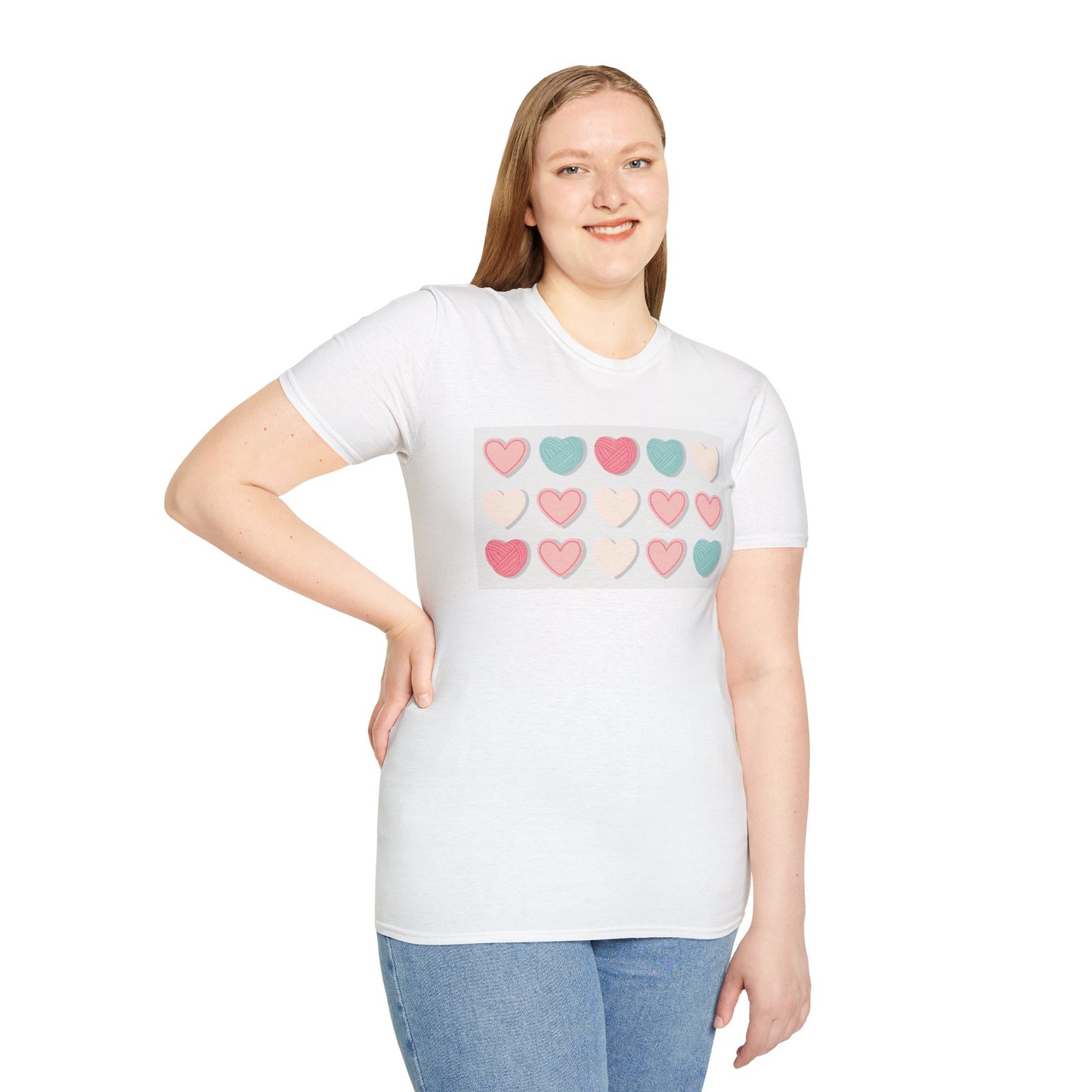 Yarn Hearts Graphic Tee, Knitting Love Shirt, Crafty Gift Idea, Softstyle T-Shirt for Knitters, Cute Heart Design Top, Craft Lovers Tee