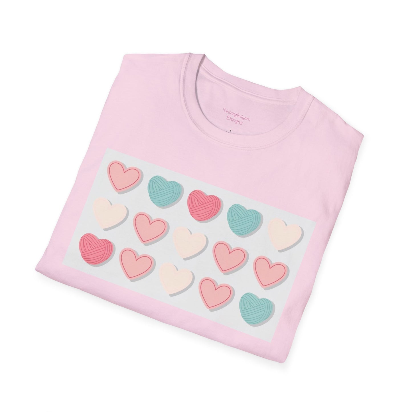 Yarn Hearts Graphic Tee, Knitting Love Shirt, Crafty Gift Idea, Softstyle T-Shirt for Knitters, Cute Heart Design Top, Craft Lovers Tee