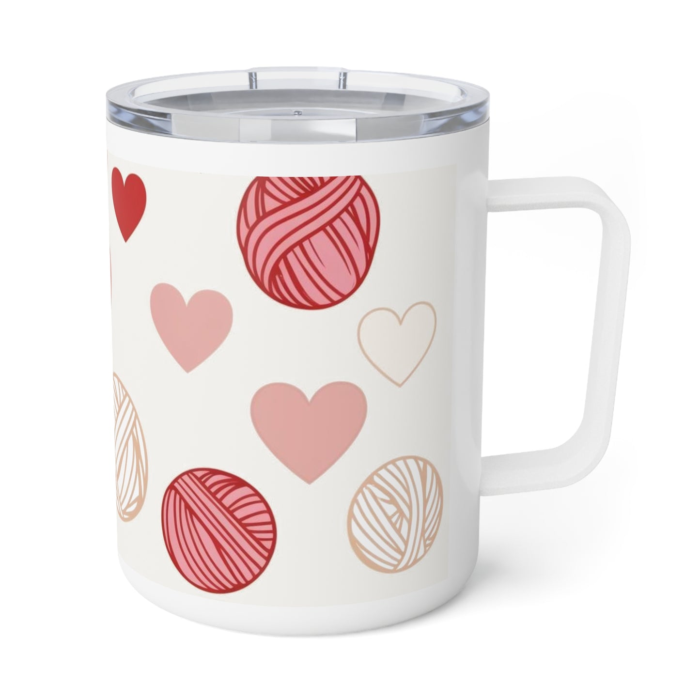 Yarn Lover Mug, Knitter Gift, Heart Design Cup, Cute Coffee Tumbler, Cozy Drinkware, Knitting Enthusiast Gift, Mother's Day Present