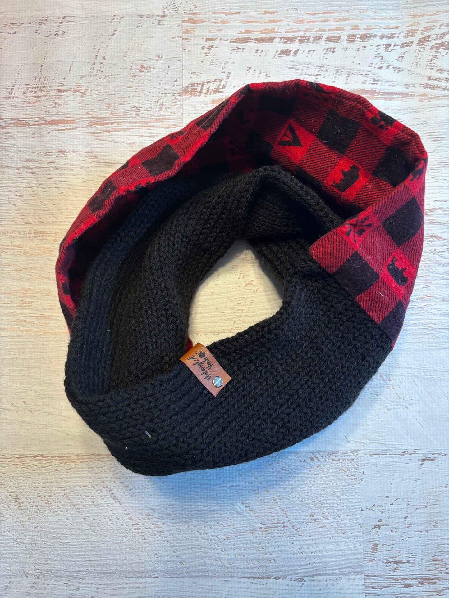 Half knit half flannel infinity scarf