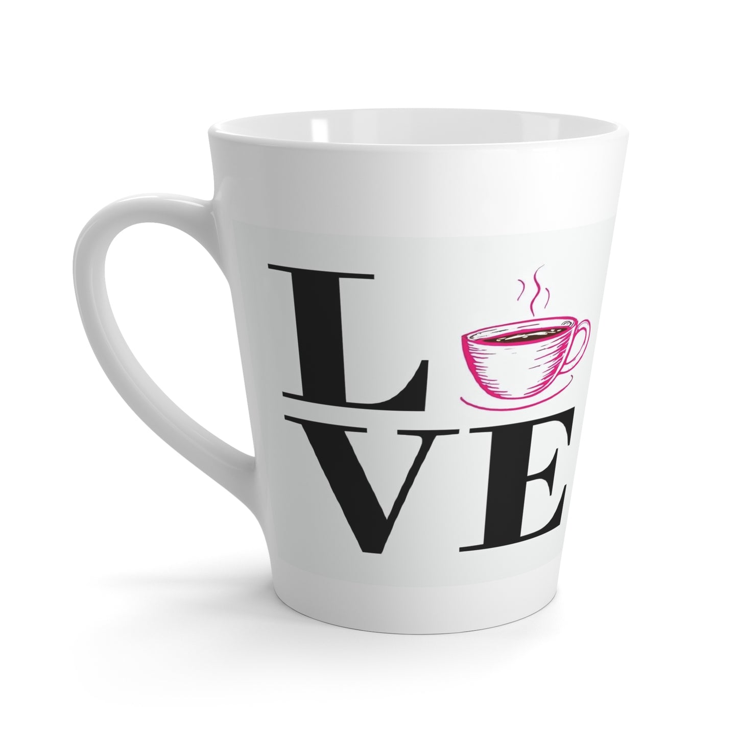 LOVE Latte Mug, Coffee Lover Gift, Hot Drink Cup, Tea Mug, Coffee Shop Decor