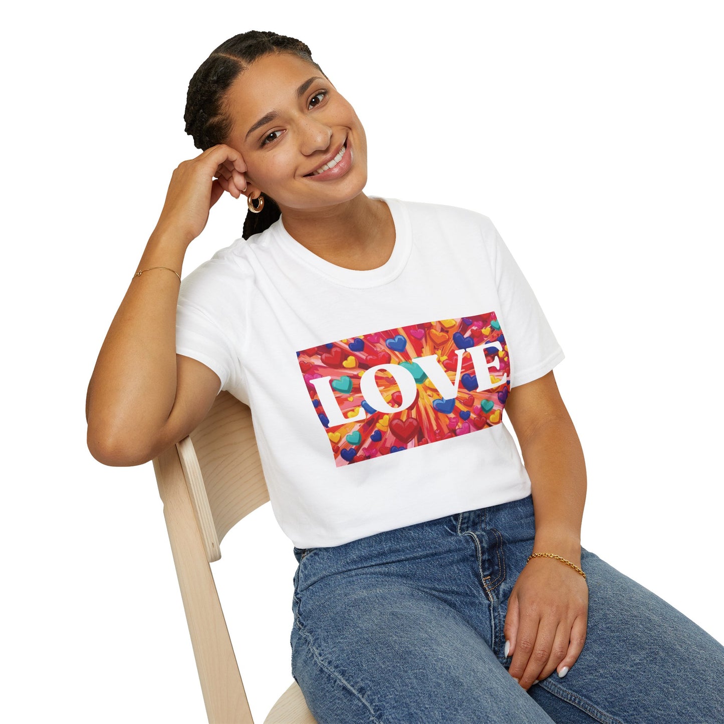 Love and Bursting Hearts Unisex T-Shirt, Romantic Couples Tee,  Heart Pattern Graphic Tee, Anniversary Present