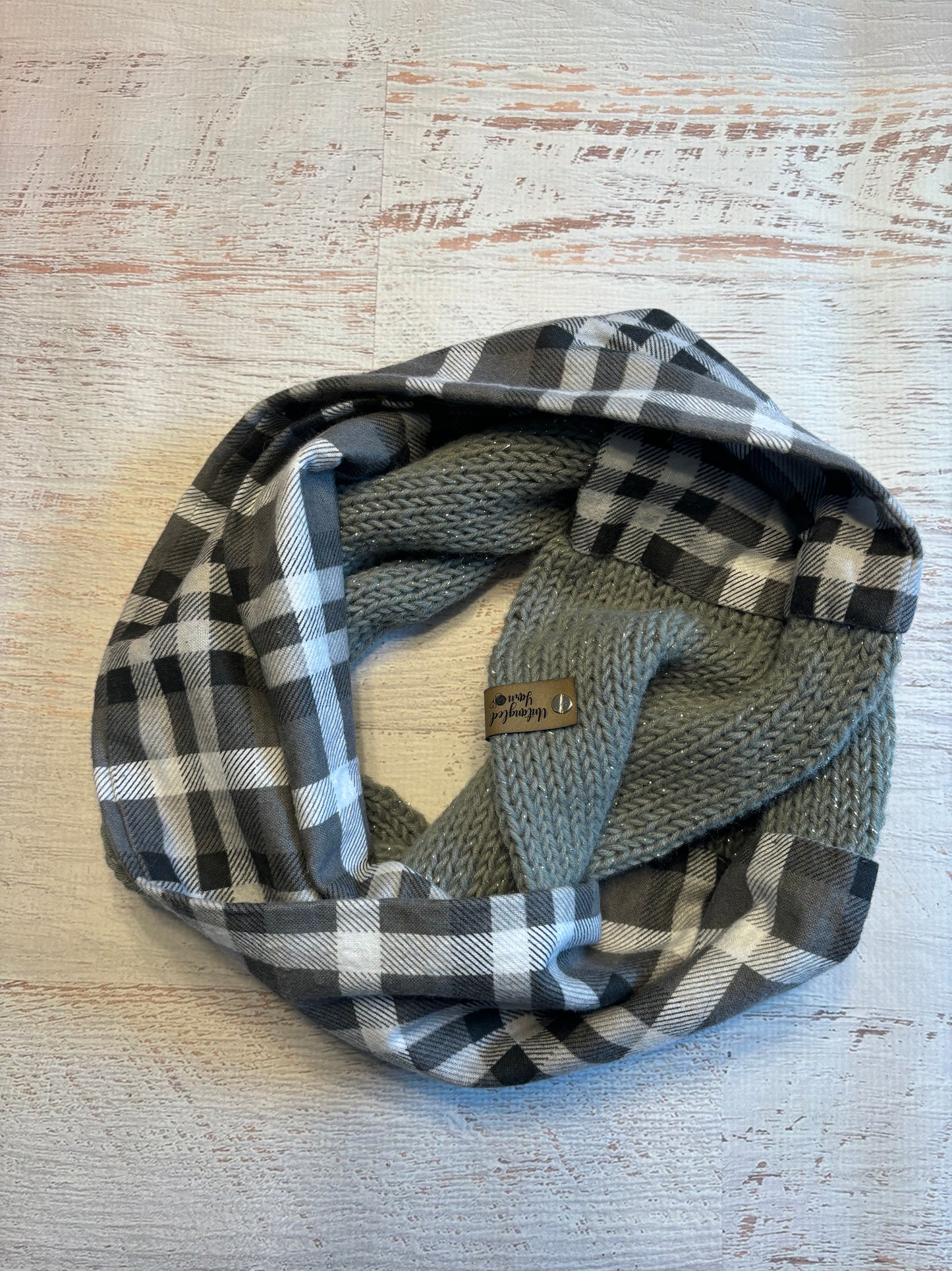 Half knit half flannel infinity scarf