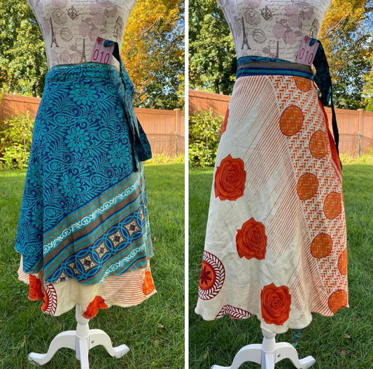 Size 2-12 Silk Sari reversible skirt