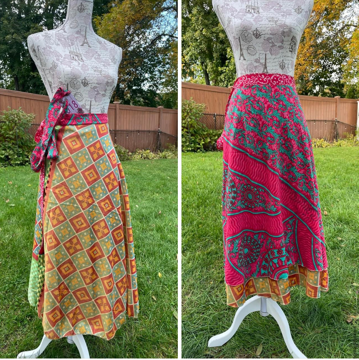 Size 2-12 Silk Sari reversible skirt